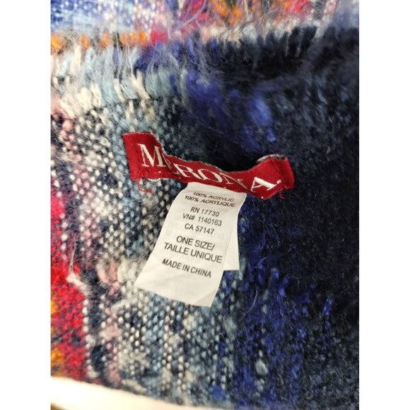Merona Unisex Plaid Acrylic Multi-Color Warm Scarf With Fringe One Size - Picture 2 of 6